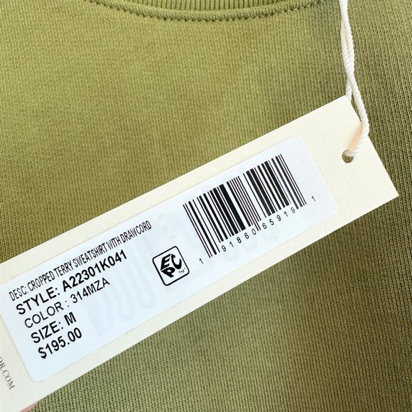 Rebecca Taylor NEW Light Olive Drawstring-Hem Crop Sweatshirt Women MEDIUM $195 - Picture 13 of 13
